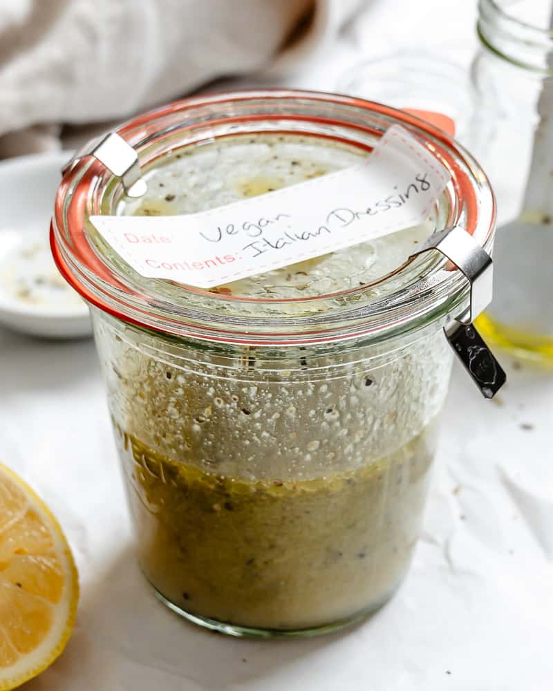 completed Basic Italian Dressing Recipe [3 Minute] in a jar