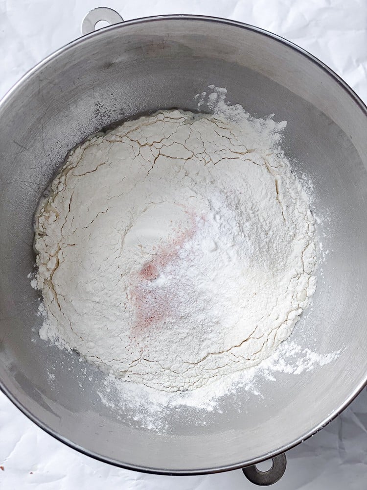 process shot of adding ingredients to bowl