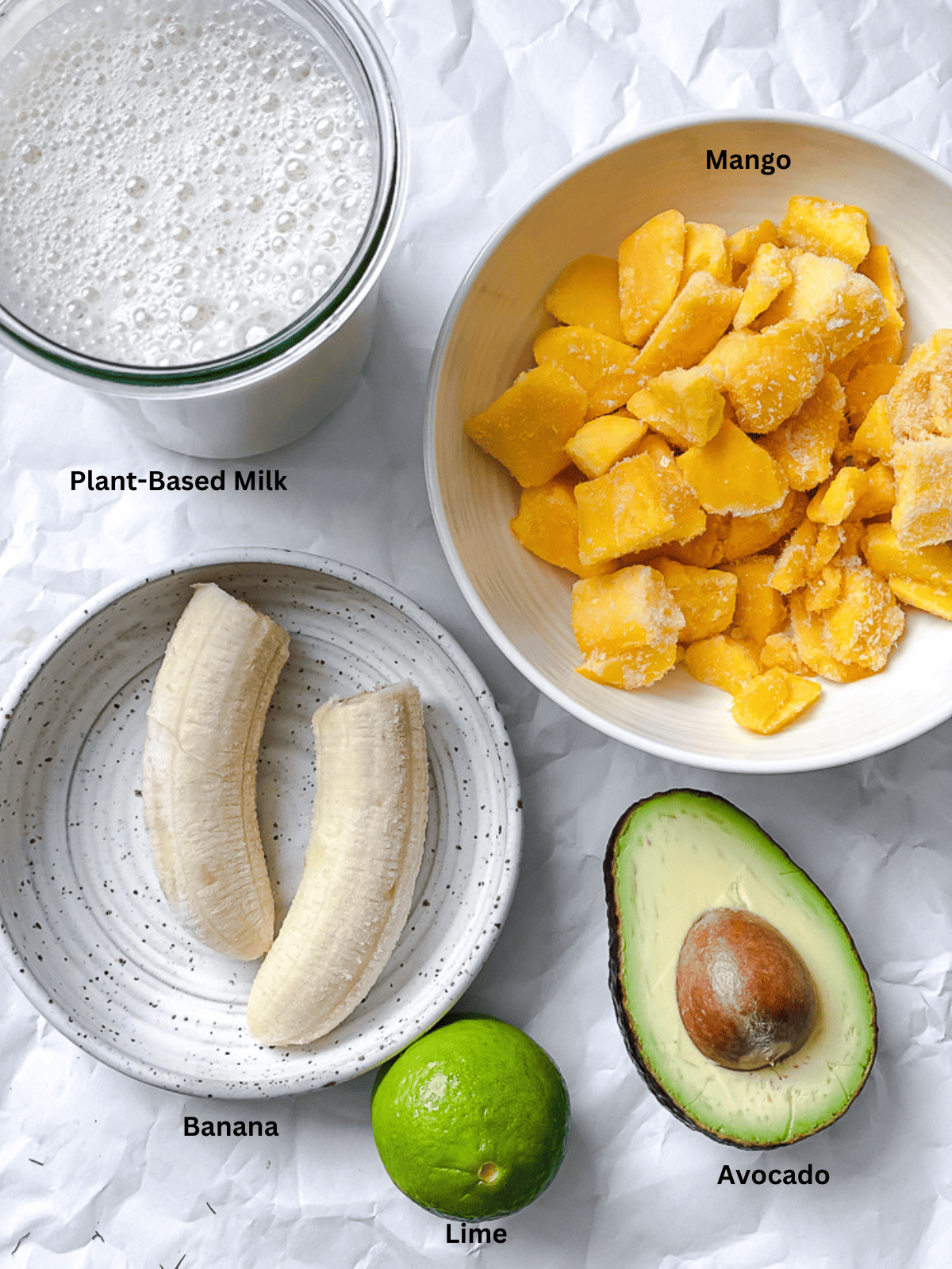 ingredients for Mango Avocado Smoothie