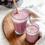 completed Easy Raspberry Smoothie in glasses