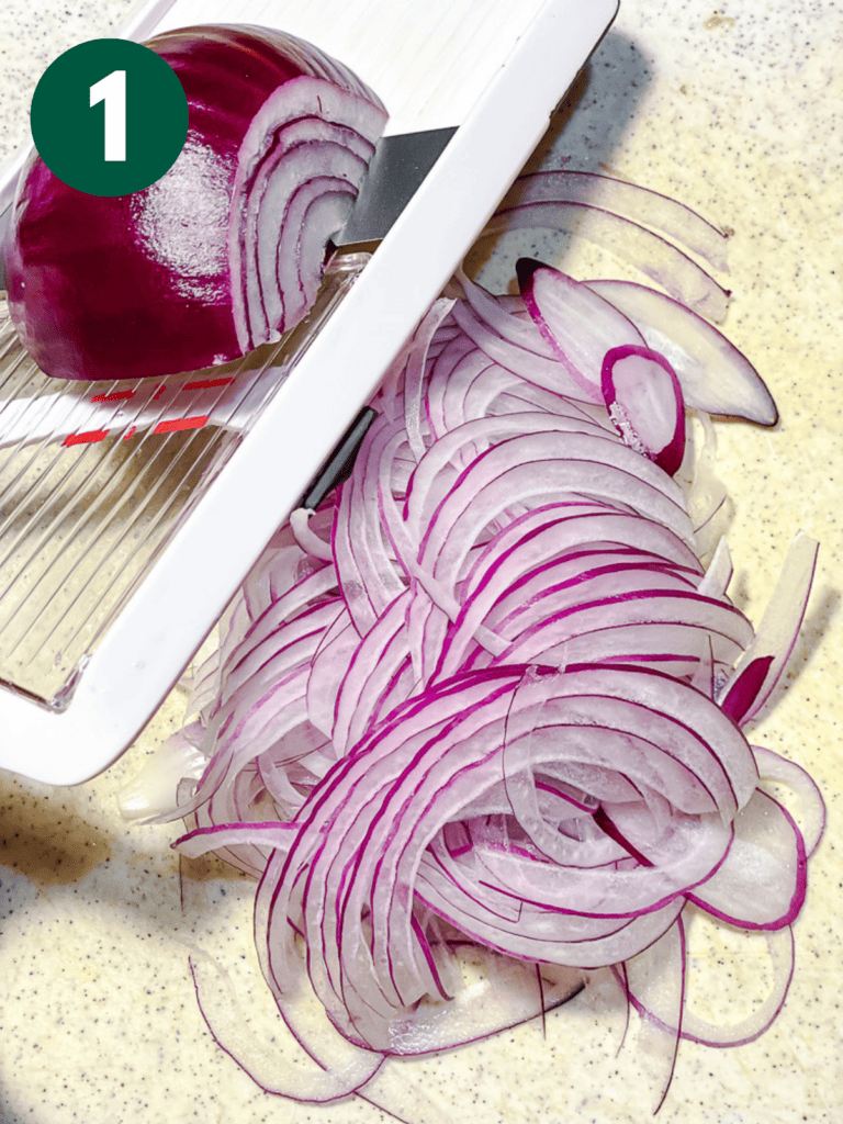 process shot of slicing onions