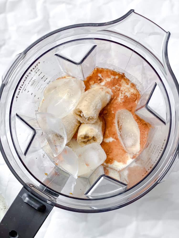 process shot showing Sweet Potato Smoothie in blender