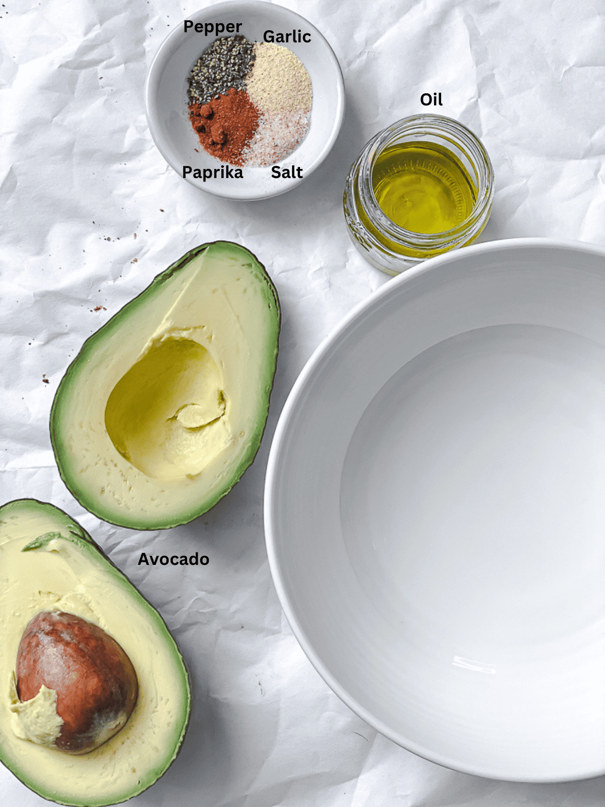ingredients for The Best Vegan Avocado Toast on white surface