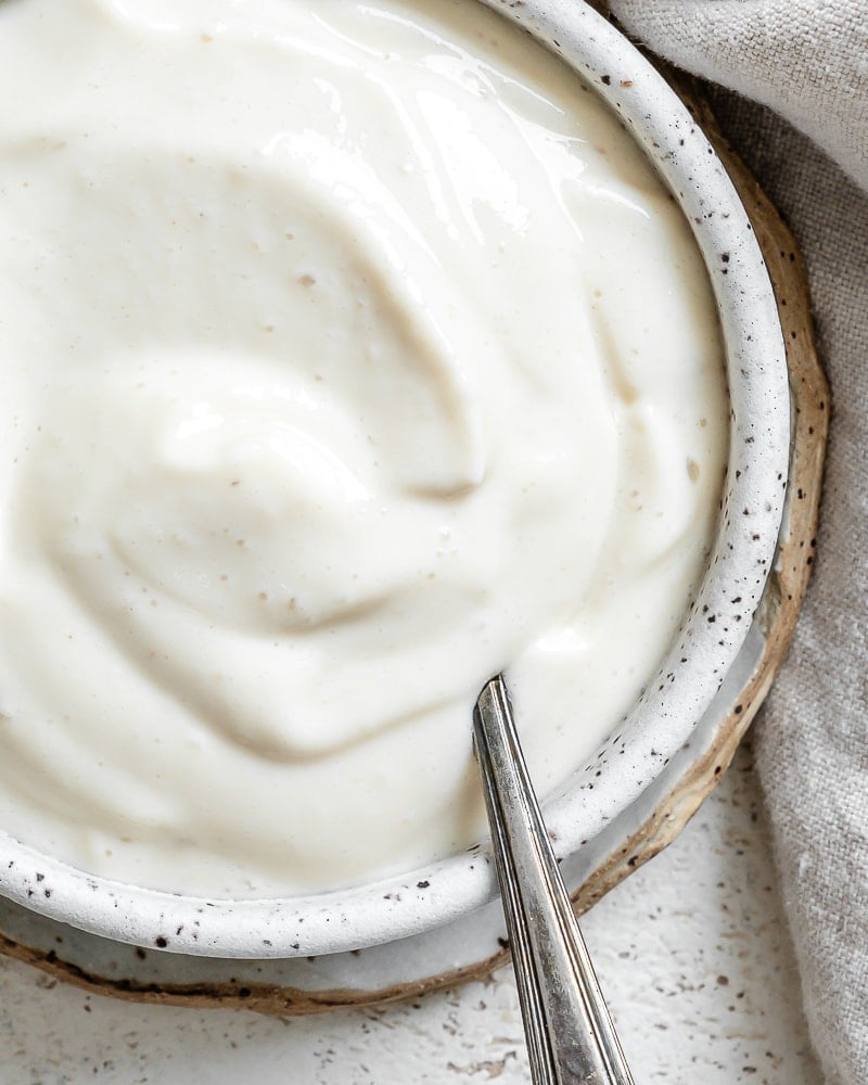 completed Healthy Vegan Mayonnaise [Oil-Free] in a bowl