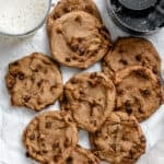 completed Chickpea Chocolate Chip Cookies on a white surface