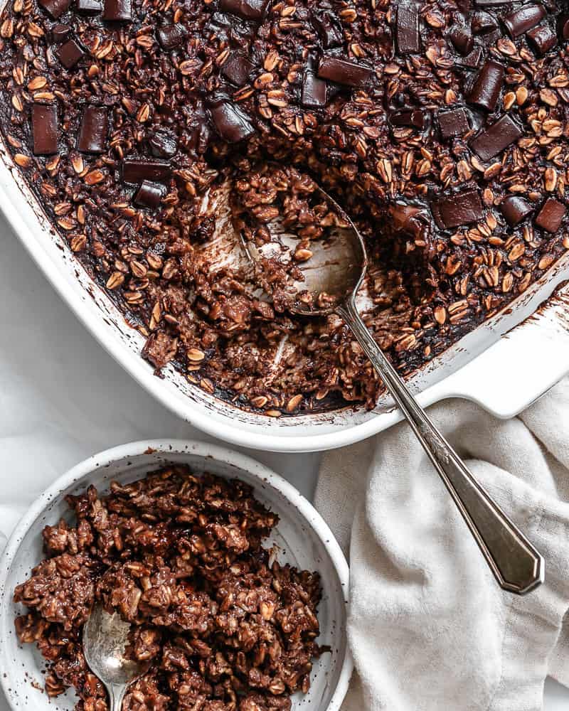 completed Chocolate Baked Oatmeal [Blended or Whole] in dish
