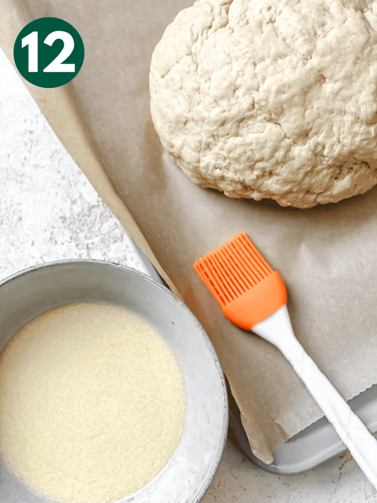 process shot showing dough alongside vegan butter mixture