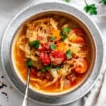 completed Vegan Cabbage Soup [Stove, IP, Crockpot] in a bowl