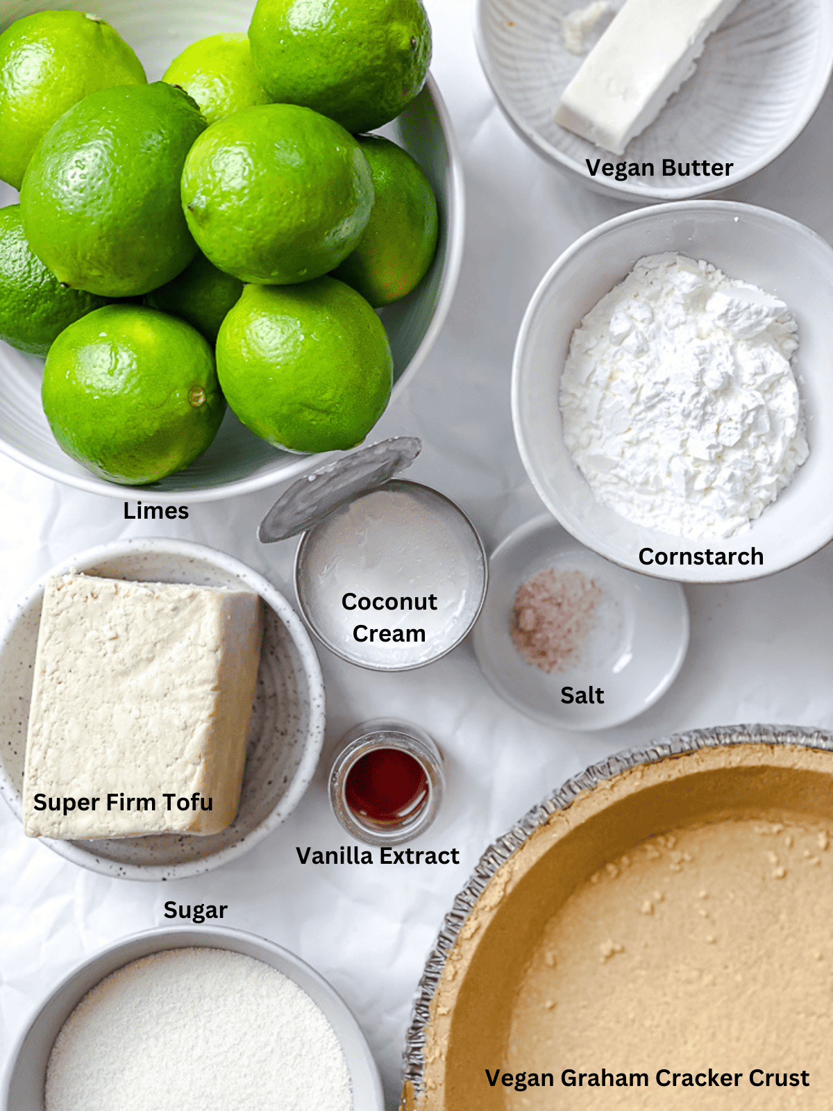 ingredients for Easy Vegan Key Lime Pie measured out