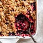 completed Easy Blackberry Crumble in baking dish