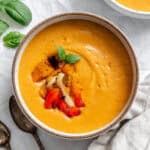 completed Butternut Squash Red Pepper Soup in a bowl