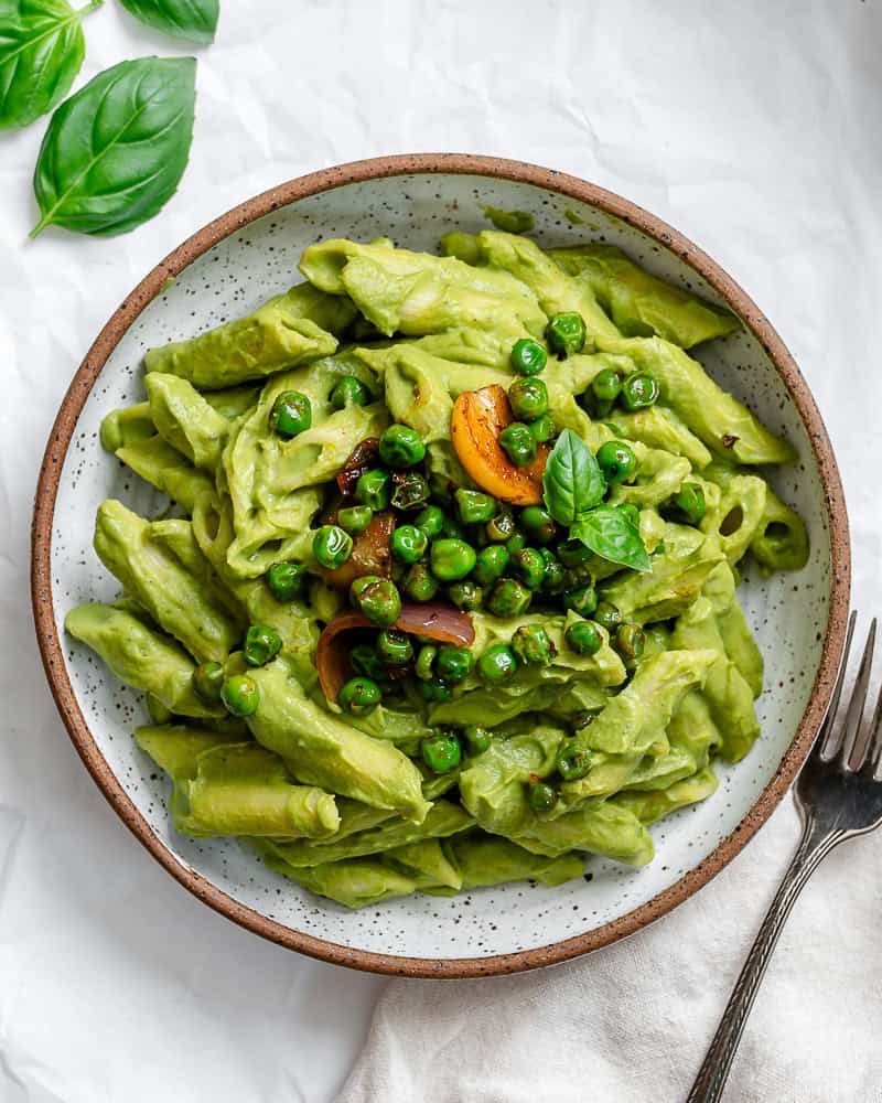 completed Green Pea Pasta on a plate