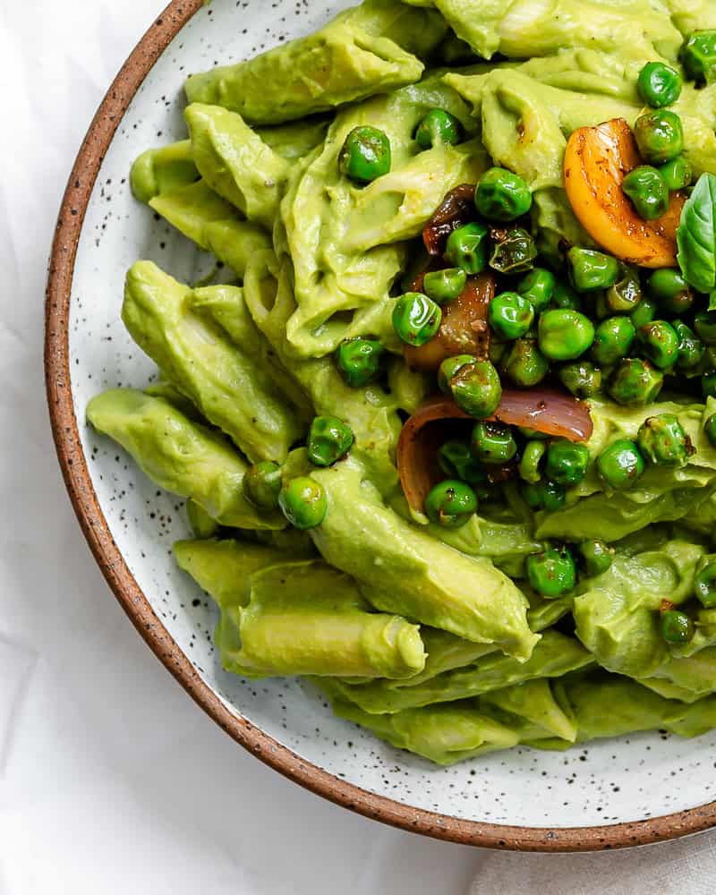 completed Green Pea Pasta on a plate