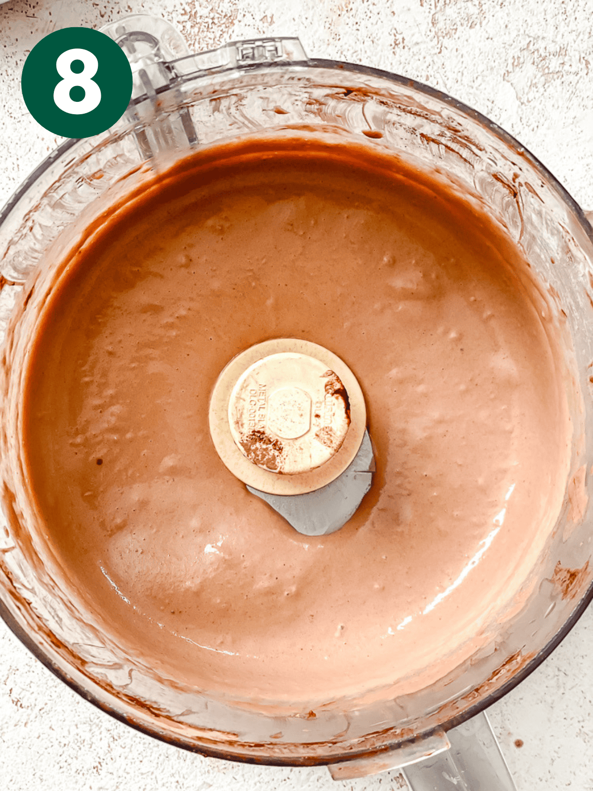 blended chocolate pb banana ice cream in a food processor.