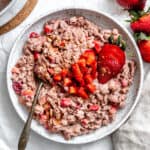completed Strawberry Oatmeal in a bowl