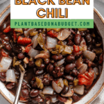pinterest image of Black Bean Chili in a bowl.