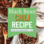 pinterest image of Black Bean Chili in a bowl.