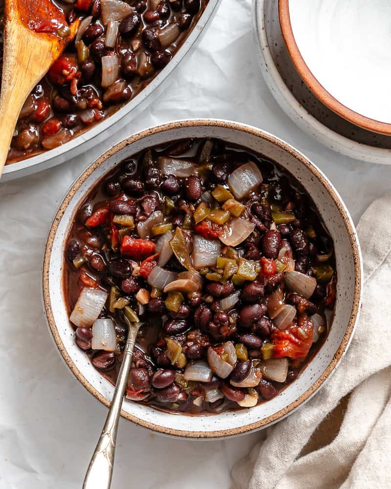 a bowl of black bean chili.