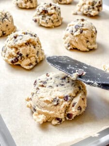 process shot showing flattening cookies