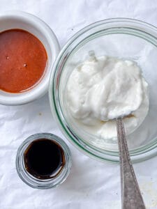 spicy mayo ingredients in individual bowls.