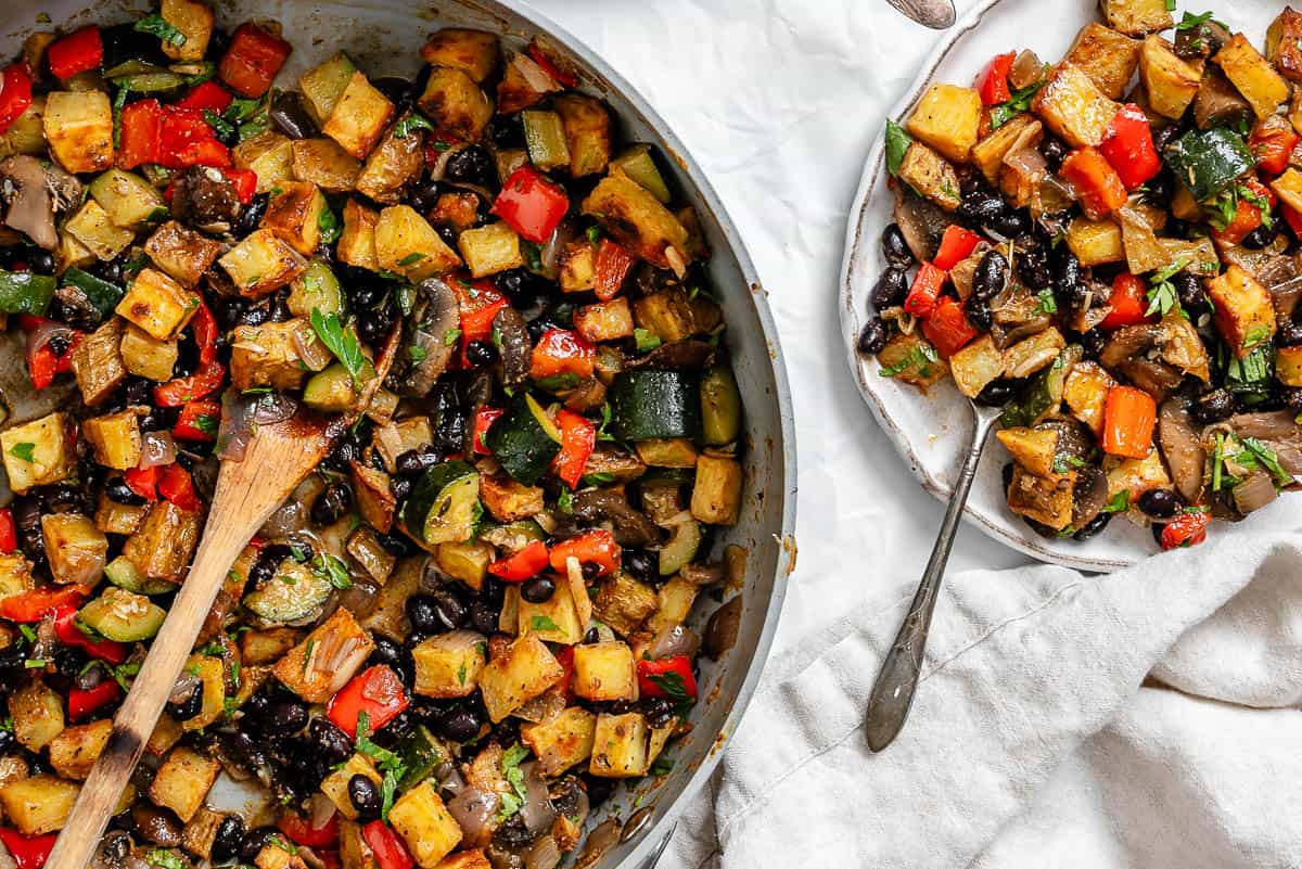 completed Breakfast Potato Hash [Roasted + Skillet] in pan