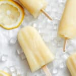 completed Easy Lemon Popsicles on white surface