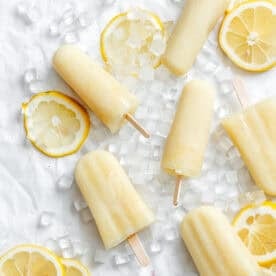 completed Easy Lemon Popsicles on white surface
