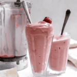 completed Strawberry Banana Milkshake in two glasses