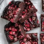 completed Strawberry Brownies on white surface