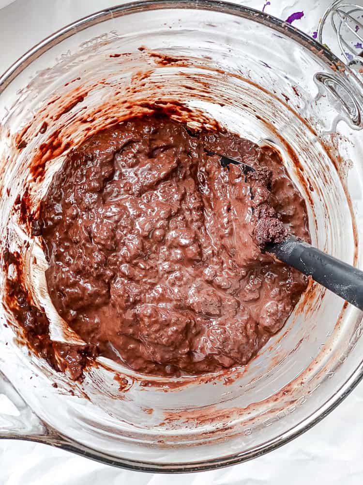 process shot showing mixing ingredients in bowl