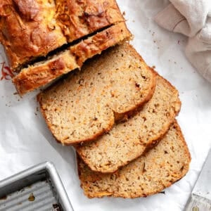 completed Sweet Potato Bread on a white surface