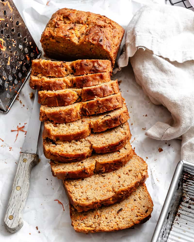 completed Sweet Potato Bread on a white surface