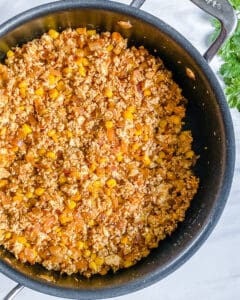 process shot showing filling in pan