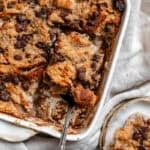 completed Vegan Bread Pudding in baking dish