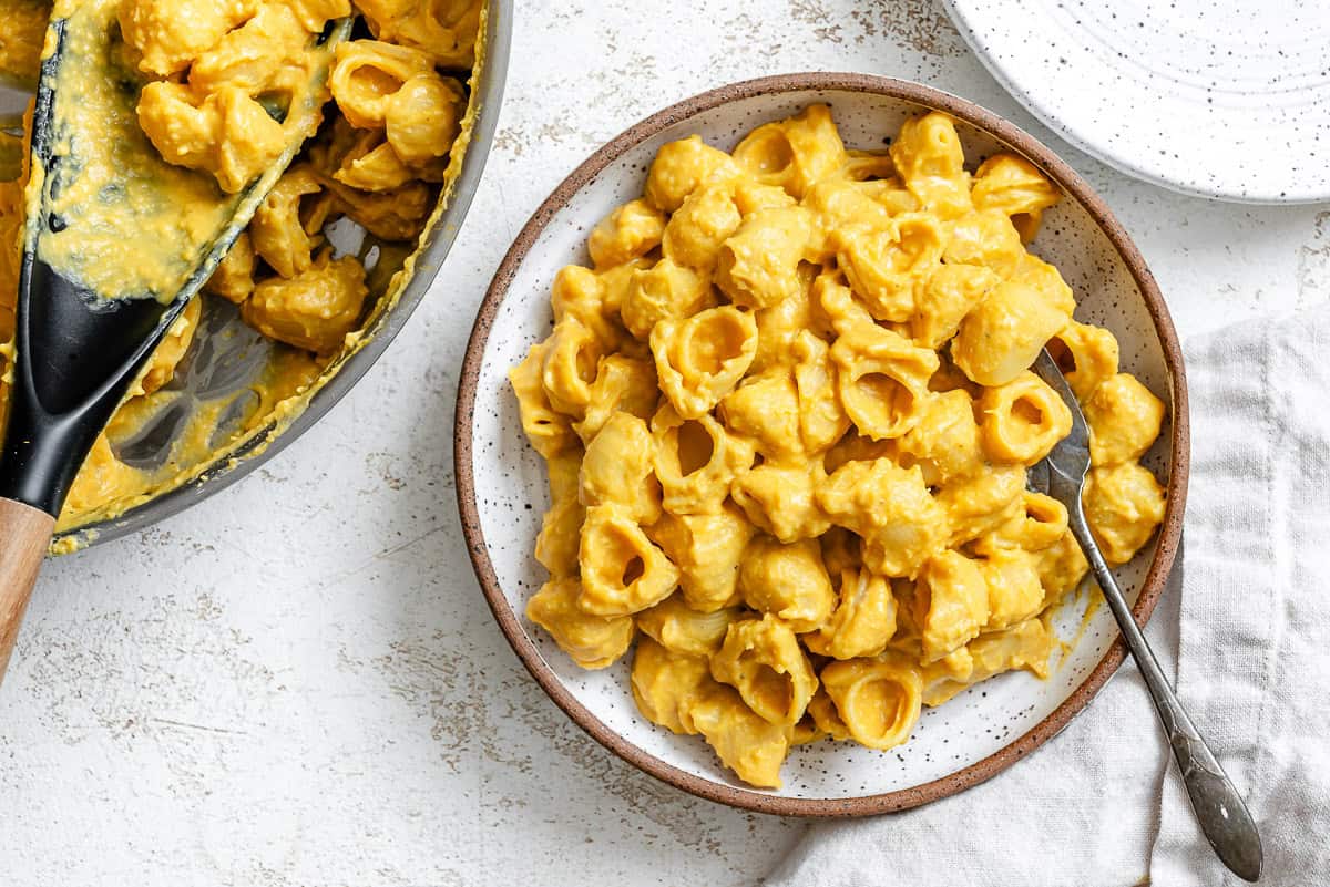 completed Butternut Squash Mac and Cheese plated