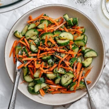 completed Carrot Cucumber Salad on a plate