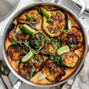 completed Quick Eggplant Curry in pan