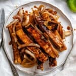completed Sautéed Lime Soy Tofu on a plate