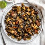 completed Crispy Brussel Sprouts on a plate