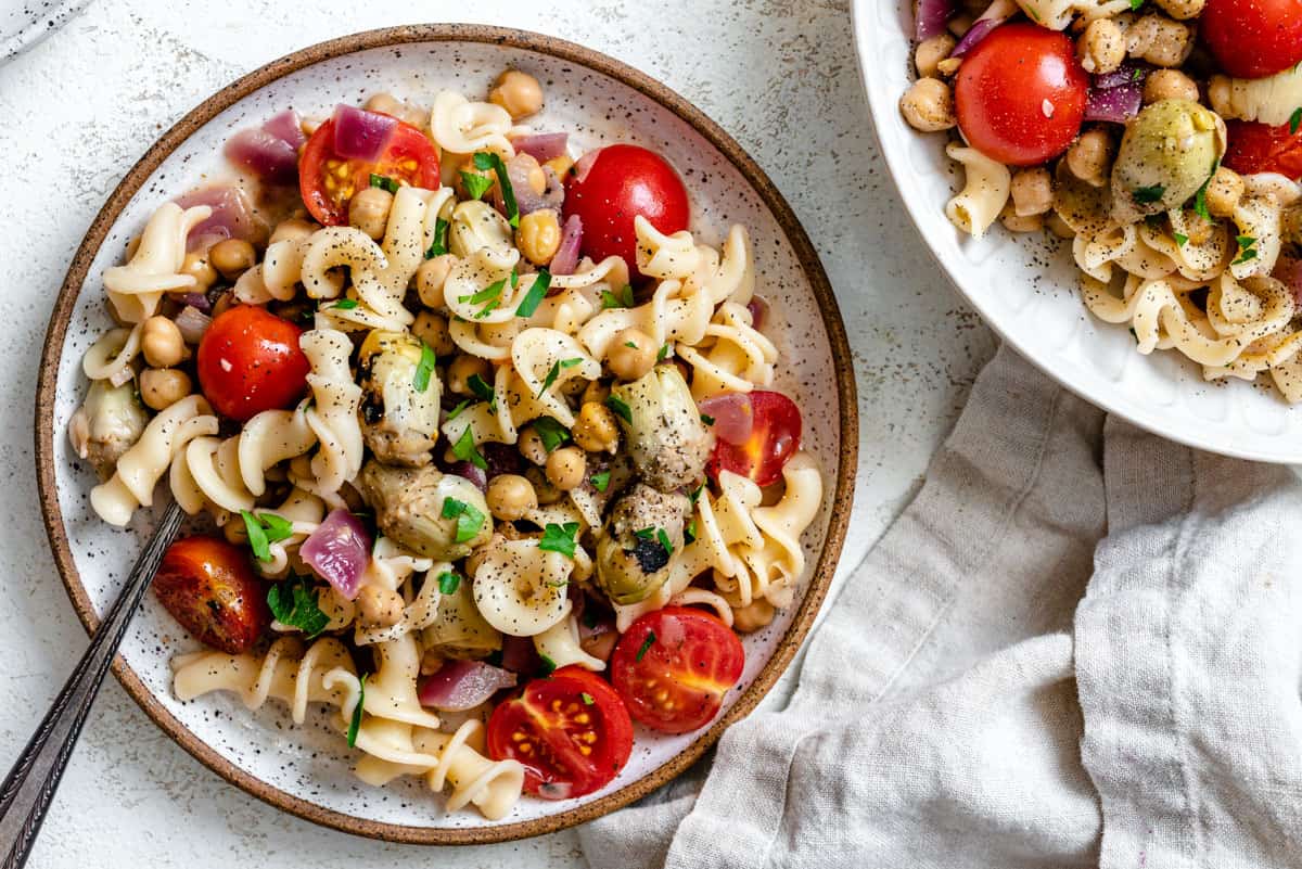 completed Summer Pasta Salad on a plate