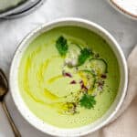 completed Cucumber Gazpacho [Cold Cucumber Soup] in a bowl