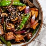 completed Stir-Fried Veggies With Tofu on a plate