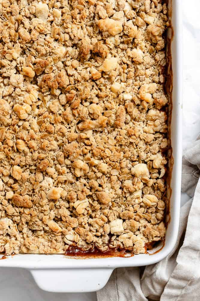 completed Easy Apple Pie Bars on a white surface