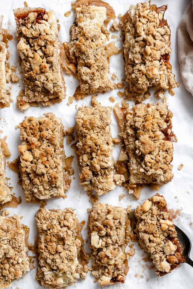 completed Easy Apple Pie Bars on a white surface