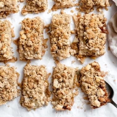 completed Easy Apple Pie Bars on a white surface