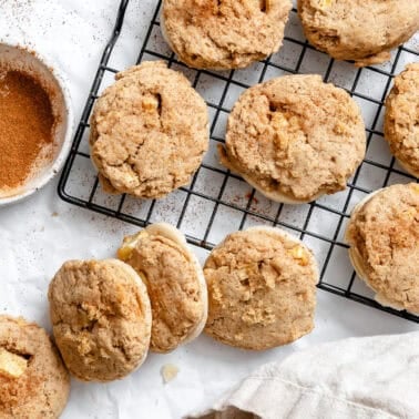 completed Apple Pie Cookies on a cooling rack