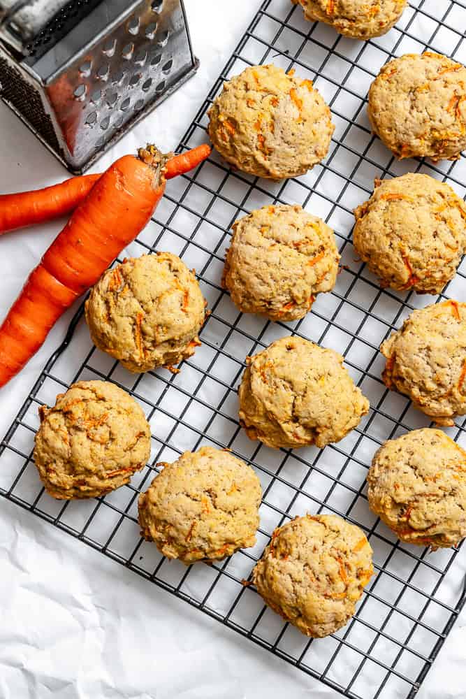 completed Carrot Cake Cookies (Vegan) on cooking rack