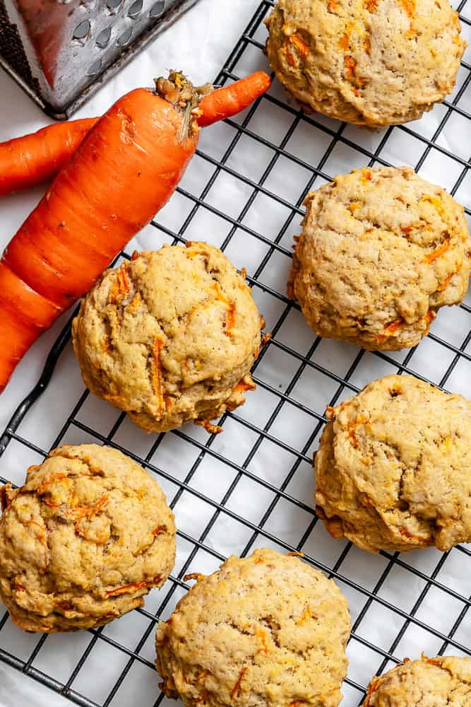 completed Carrot Cake Cookies (Vegan) on cooking rack