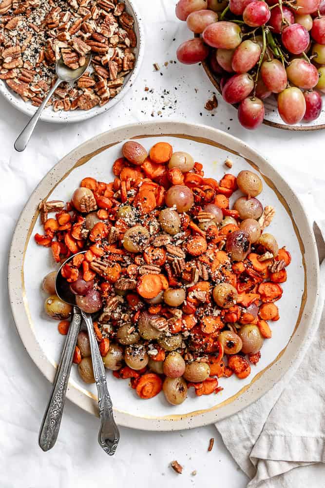 completed Carrot Grape Side Dish on a plate