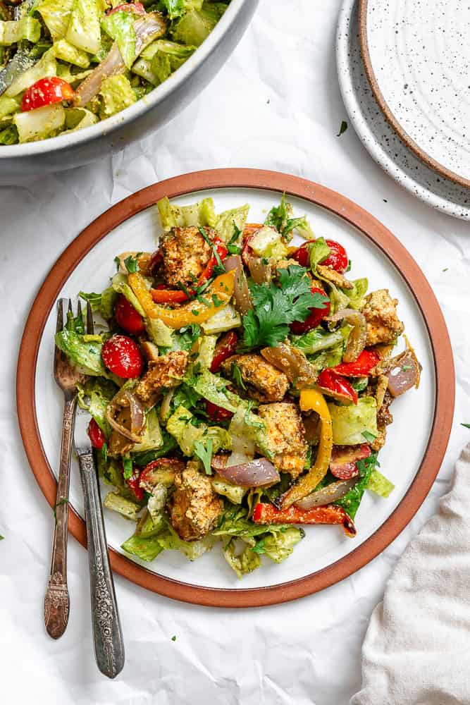 completed Fajita Salad [With Tofu] on a plate